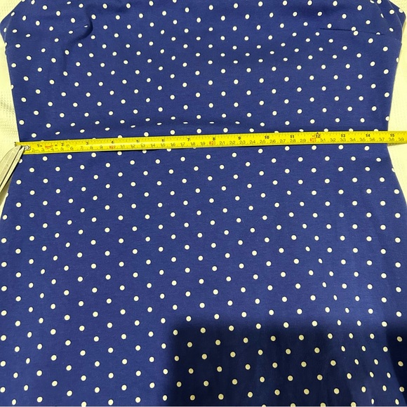 Old Navy Sleeveless Sheath Dress. Blue w/ White Polka Dots. Cotton w/ Spandex. - Picture 6 of 7